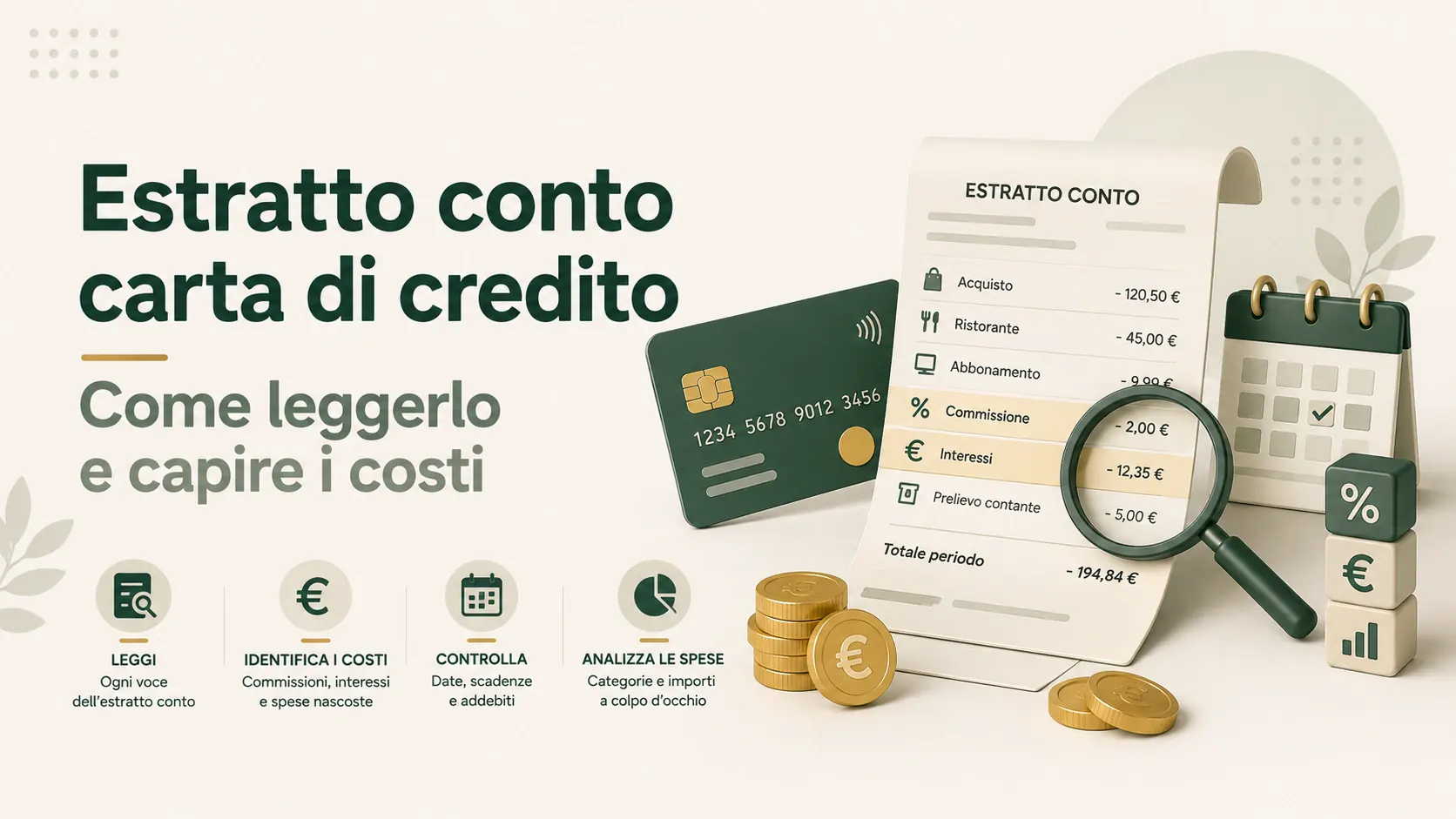 Estratto conto carta di credito: le voci che alzano il costo