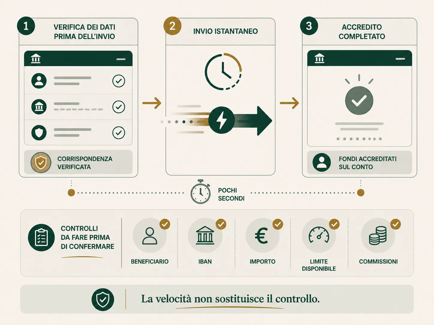 Diagramma OAC della verifica dei dati, invio del bonifico istantaneo e accredito al beneficiario