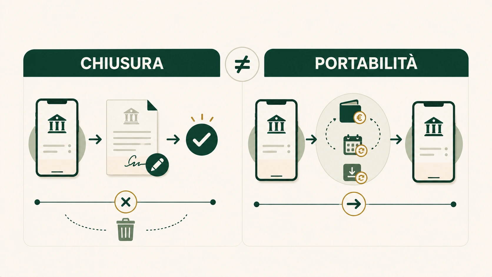 Differenza tra chiusura del conto corrente e portabilità verso un nuovo conto