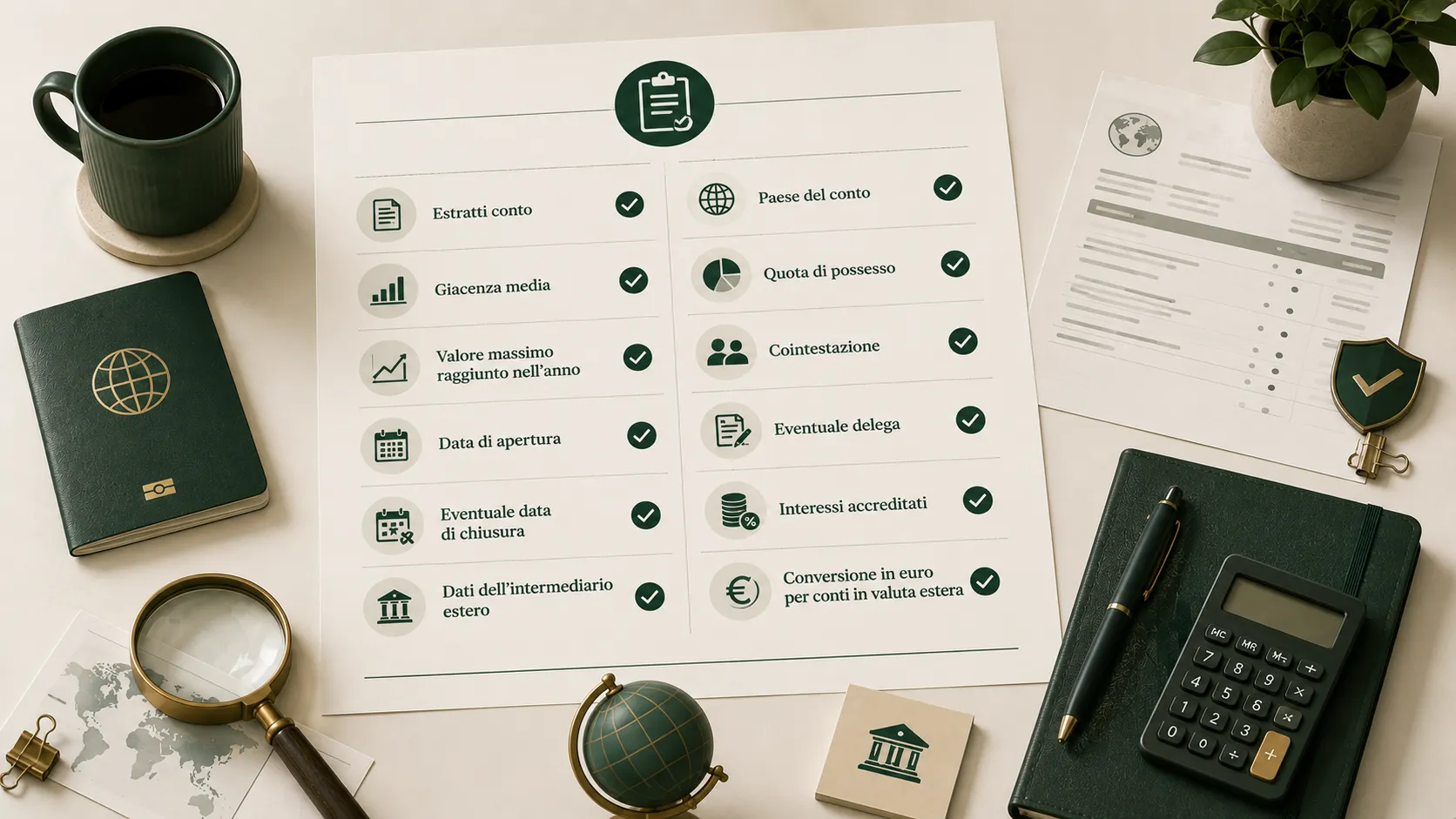 Checklist dei documenti e dei dati da recuperare prima di dichiarare un conto corrente estero