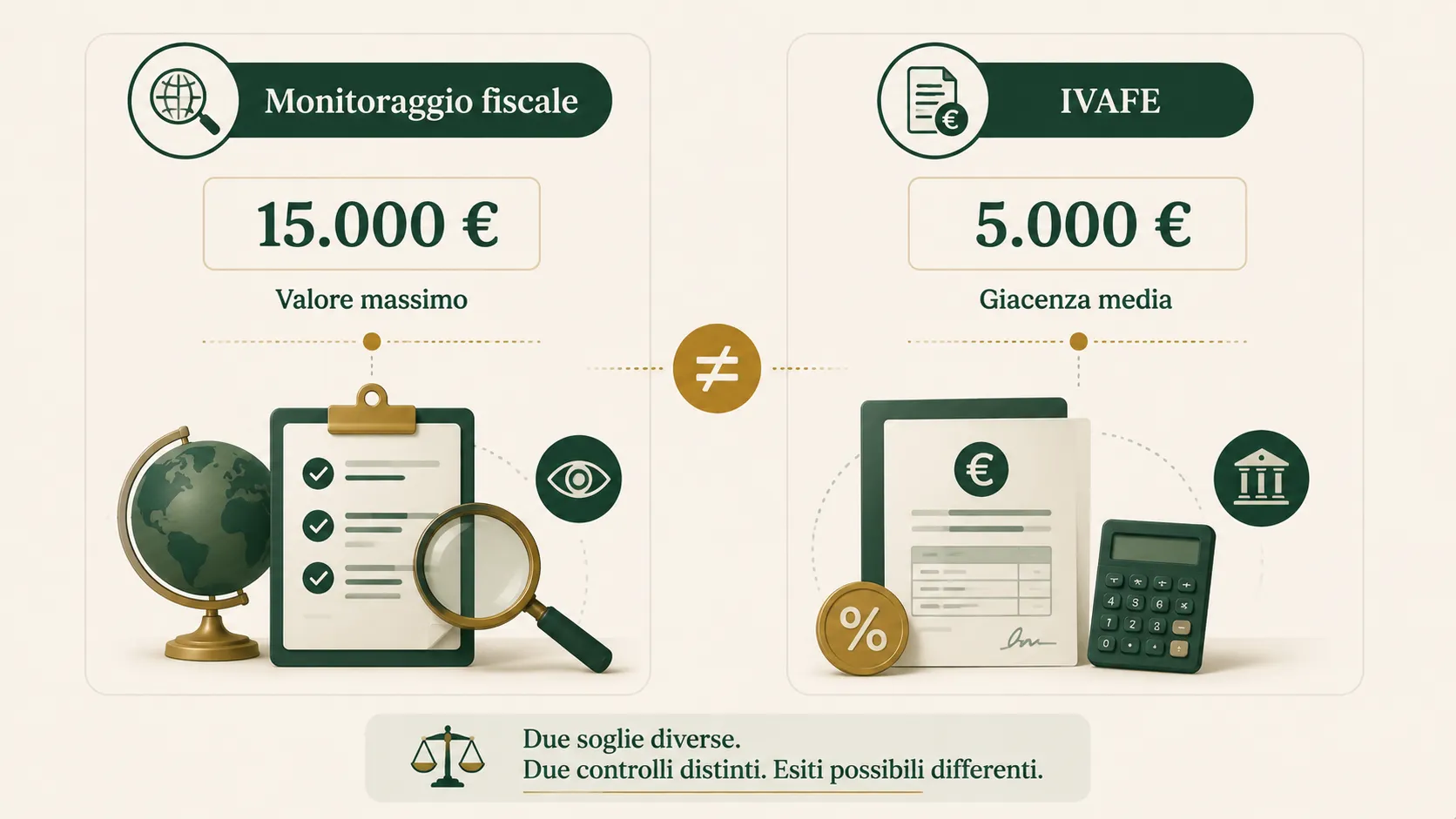 Monitoraggio fiscale e IVAFE: la soglia di 15.000 euro riguarda il valore massimo, quella di 5.000 euro la giacenza media