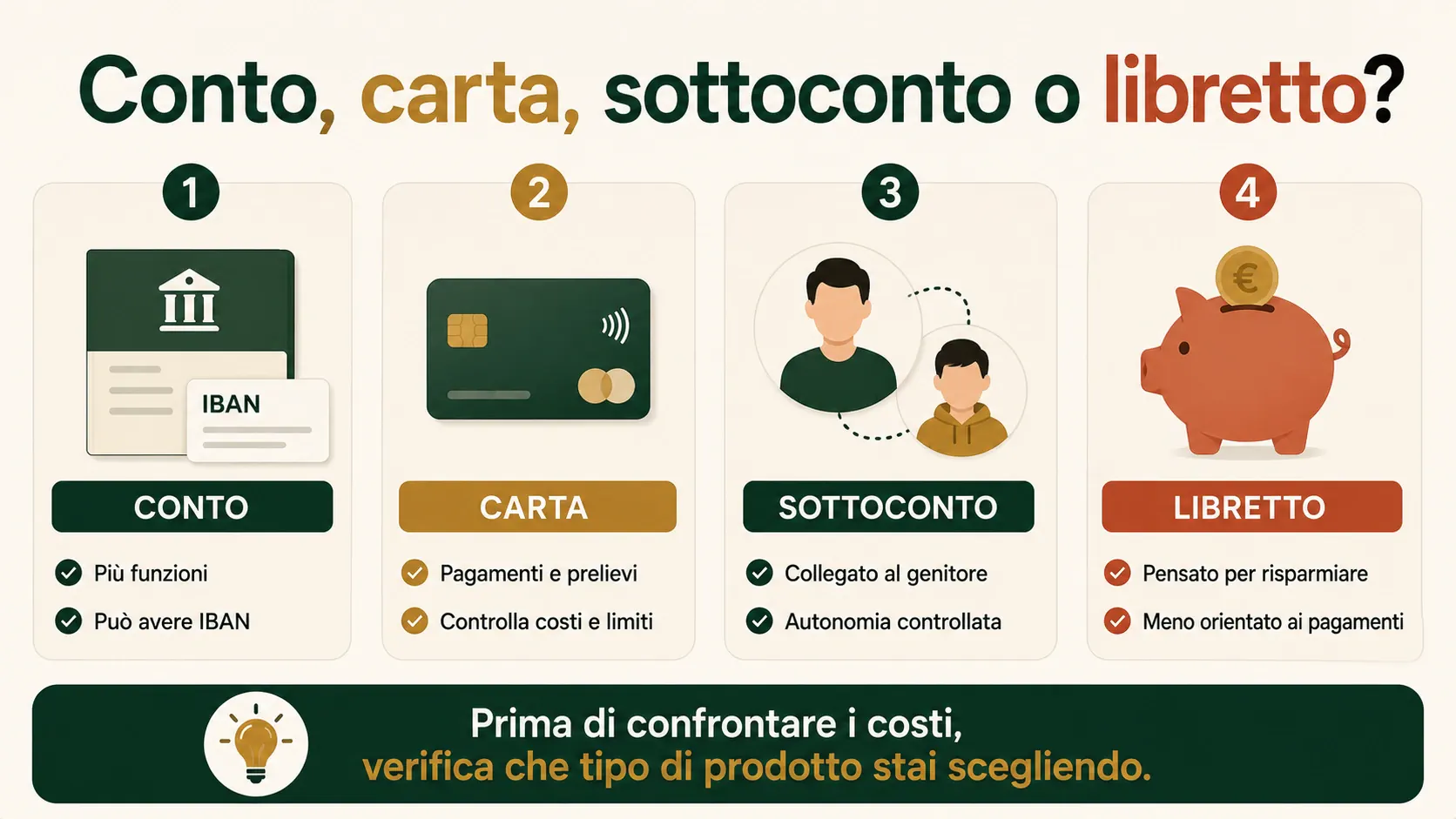 Conto, carta, sottoconto o libretto per minorenni