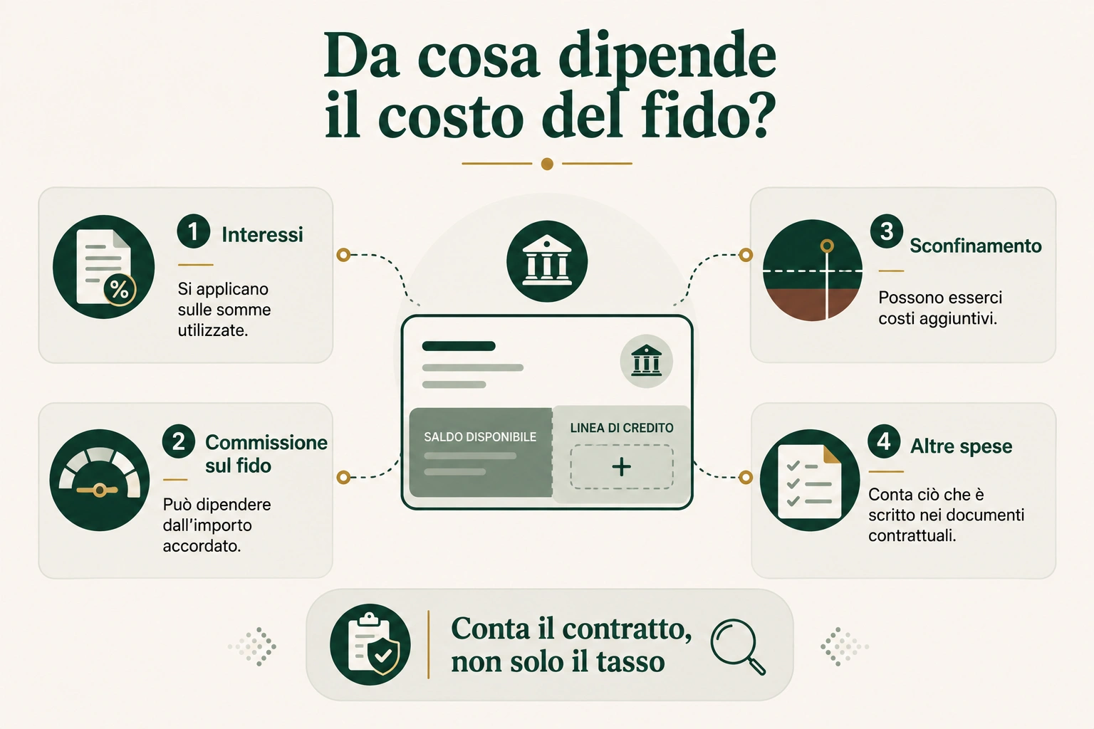 Le componenti del costo del fido sul conto corrente