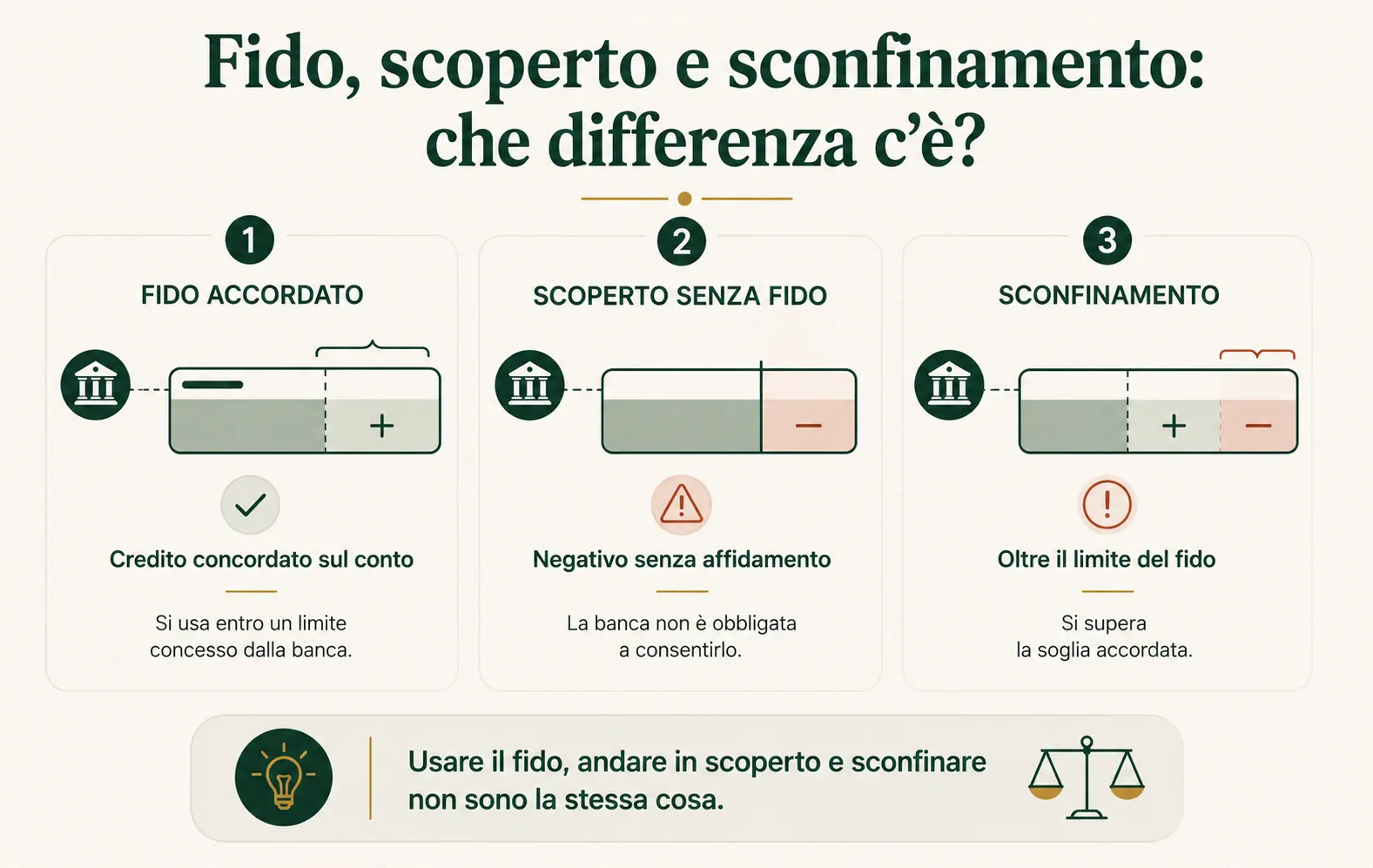 Differenza tra fido, scoperto e sconfinamento sul conto corrente