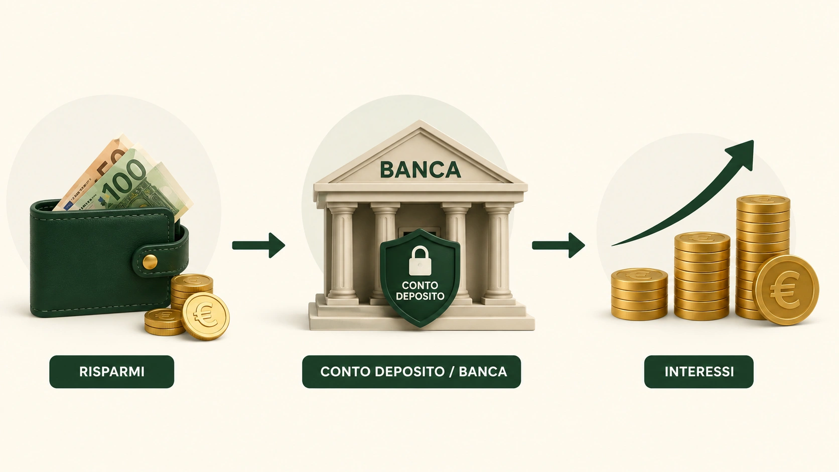 Come funziona un conto deposito: i risparmi vengono depositati presso la banca e maturano interessi