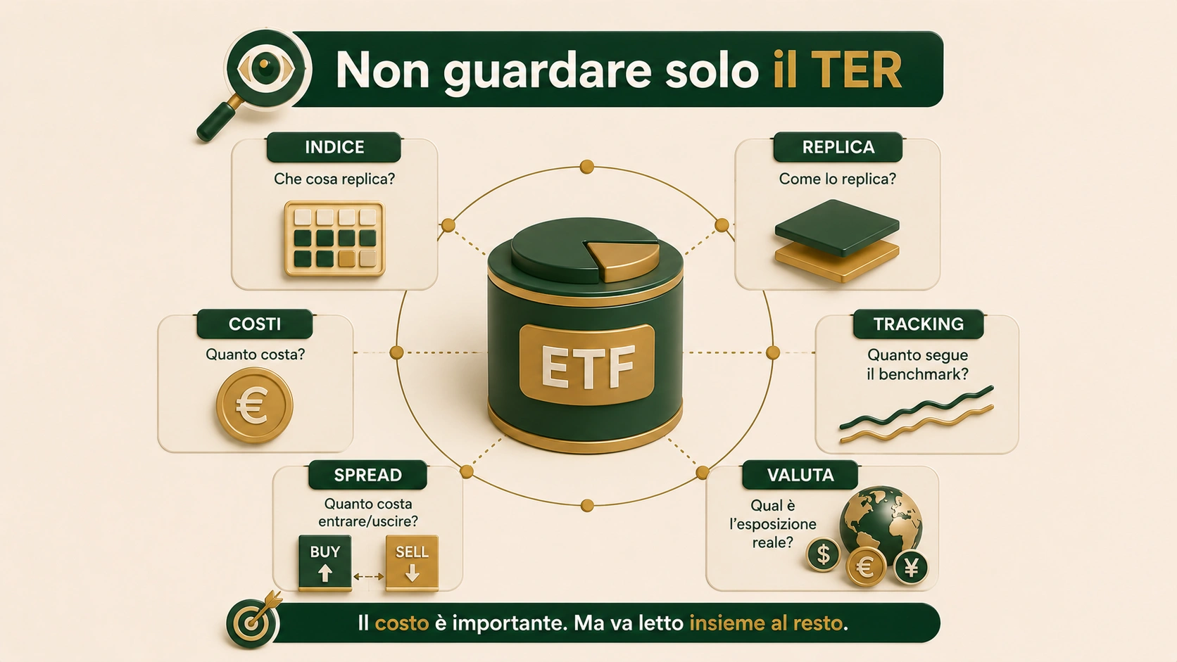 Come confrontare un ETF oltre il TER: indice, replica, costi, tracking, spread e valuta