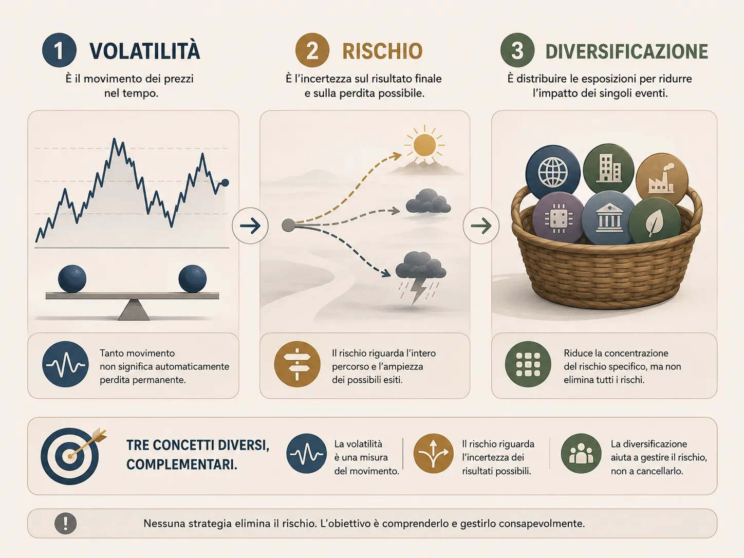 Differenza tra volatilità, rischio e diversificazione in un portafoglio