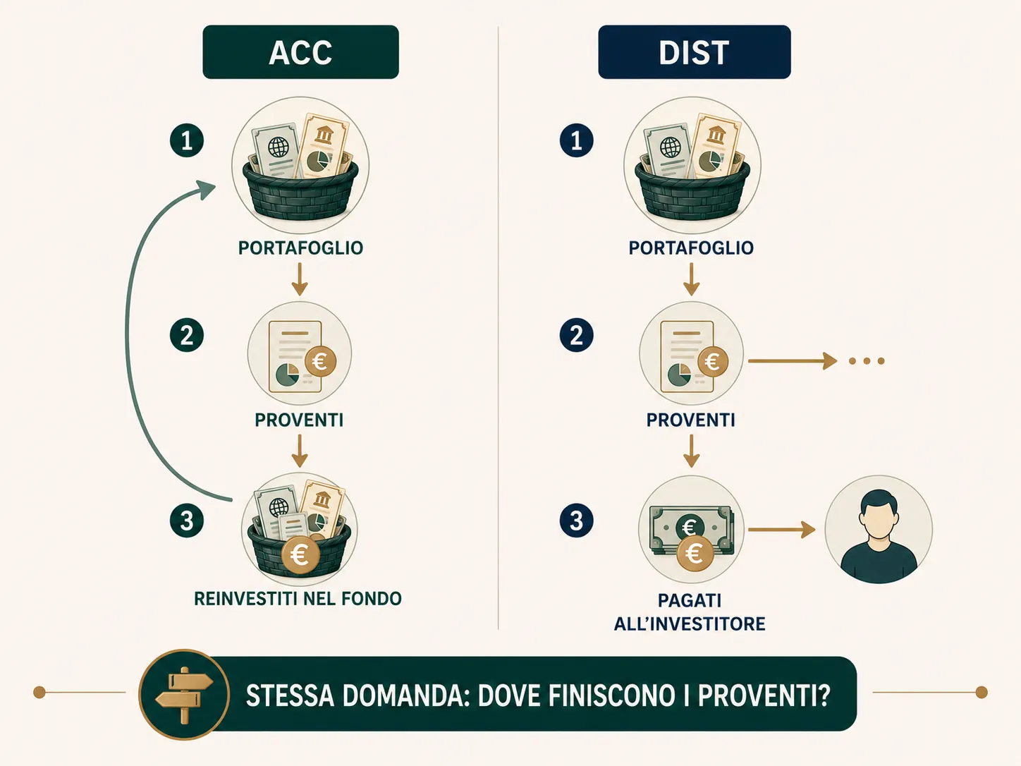 ETF ad accumulazione e a distribuzione: i proventi vengono reinvestiti nel fondo oppure pagati all'investitore