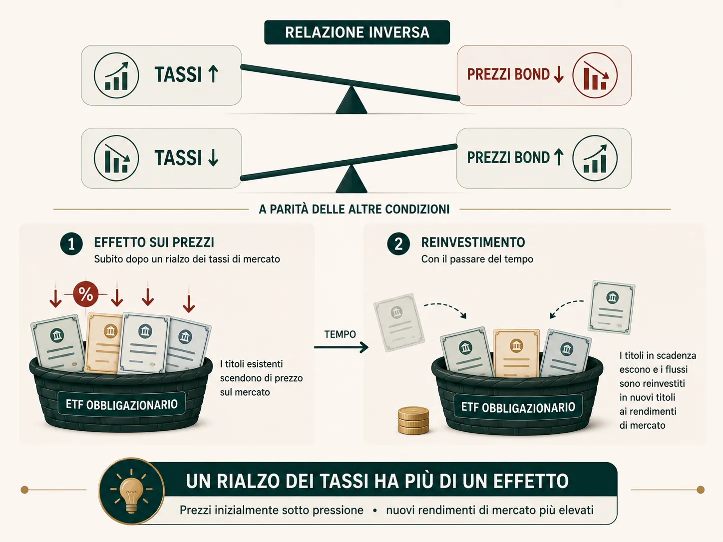 Relazione tra tassi e prezzi delle obbligazioni e ruolo del reinvestimento in un ETF obbligazionario