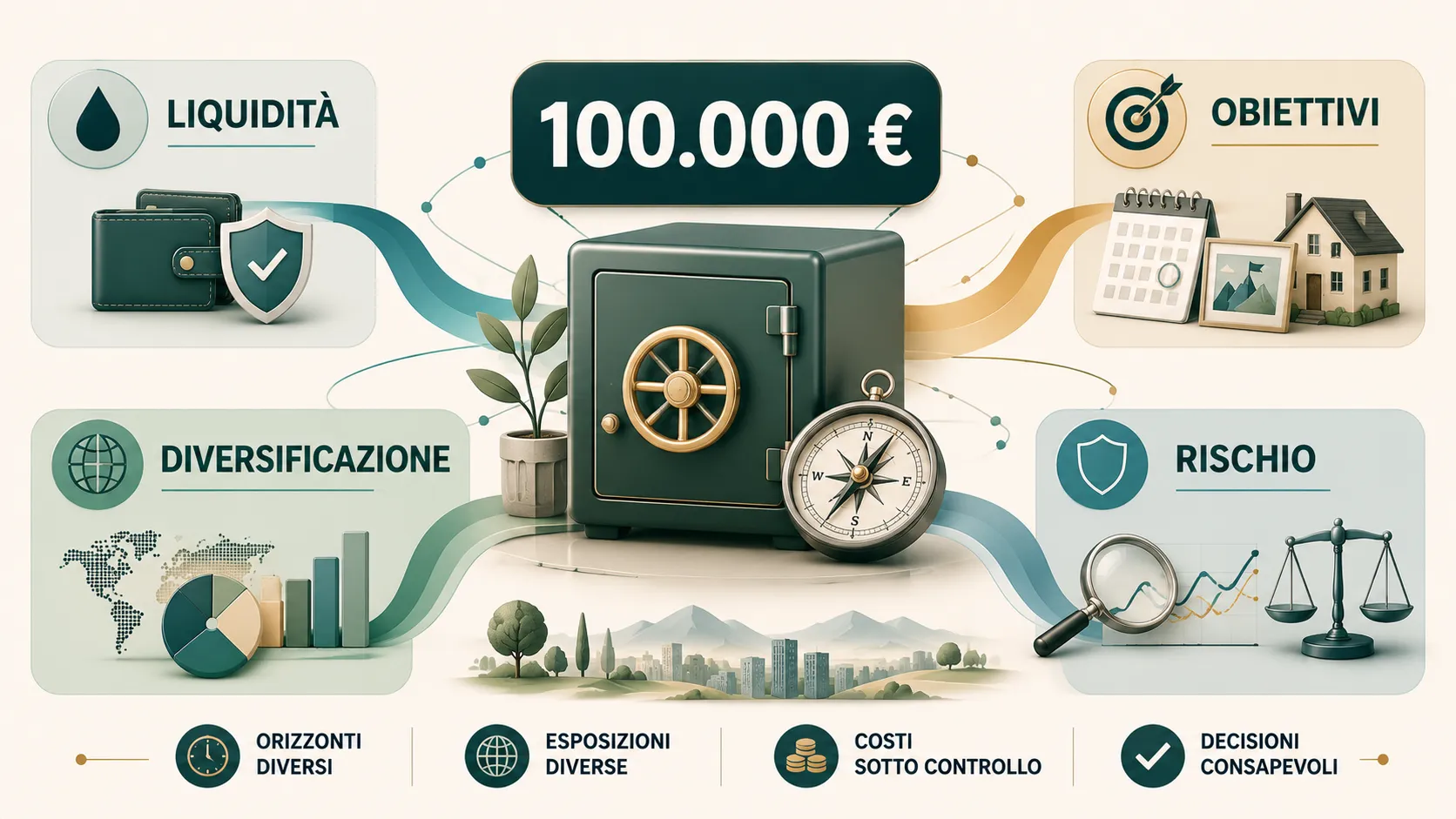 Investire 100.000 euro: come costruire un portafoglio senza concentrare tutto