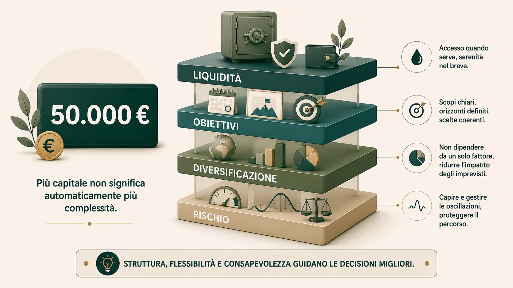 Investire 50.000 euro: allocazione, liquidità e rischio
