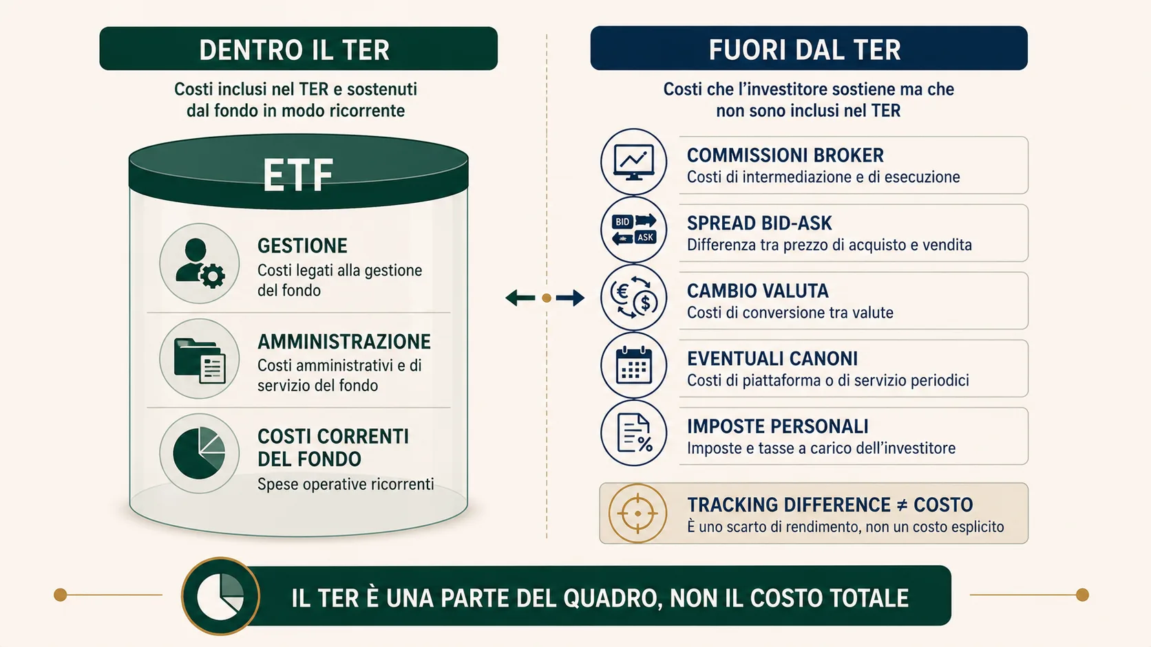 Dentro e fuori dal TER: costi del fondo e costi esterni all'ETF