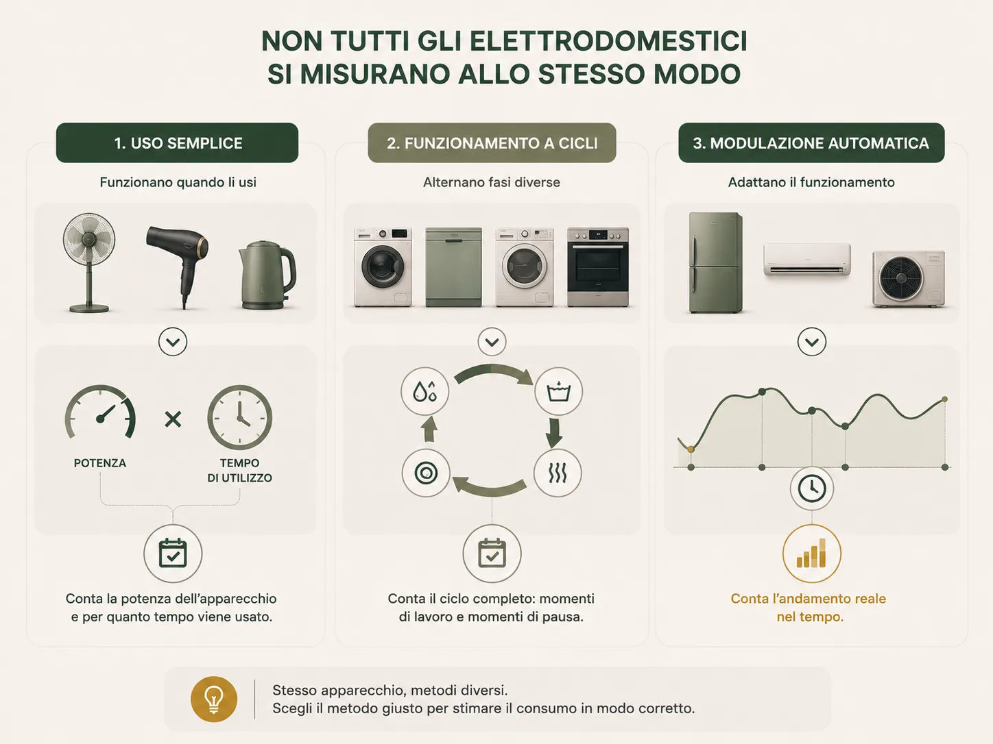 Metodi di stima per apparecchi continui, a ciclo e automatici