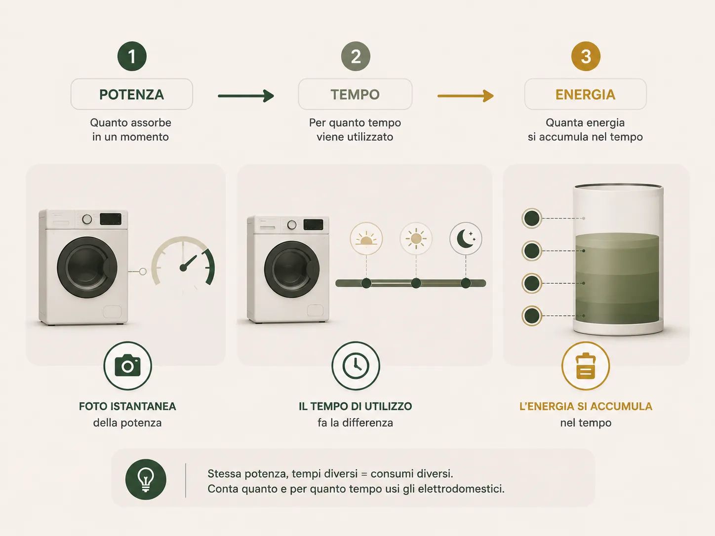 Relazione tra potenza, tempo ed energia consumata