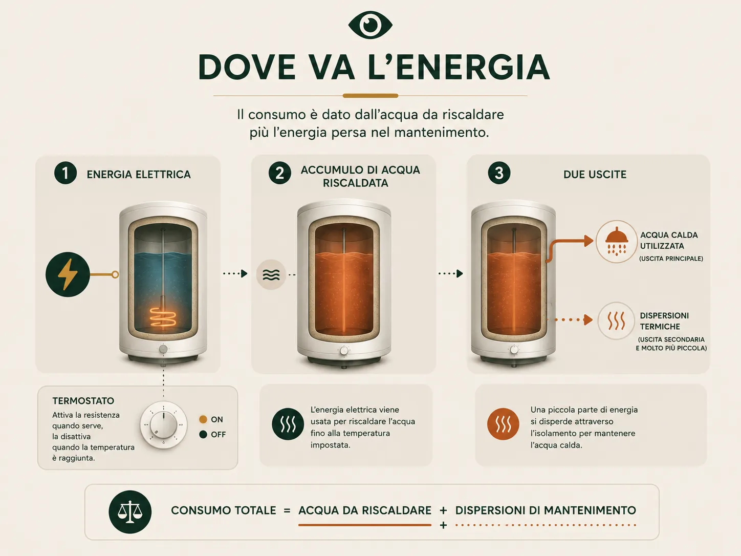 Energia utile e dispersioni di uno scaldabagno elettrico ad accumulo