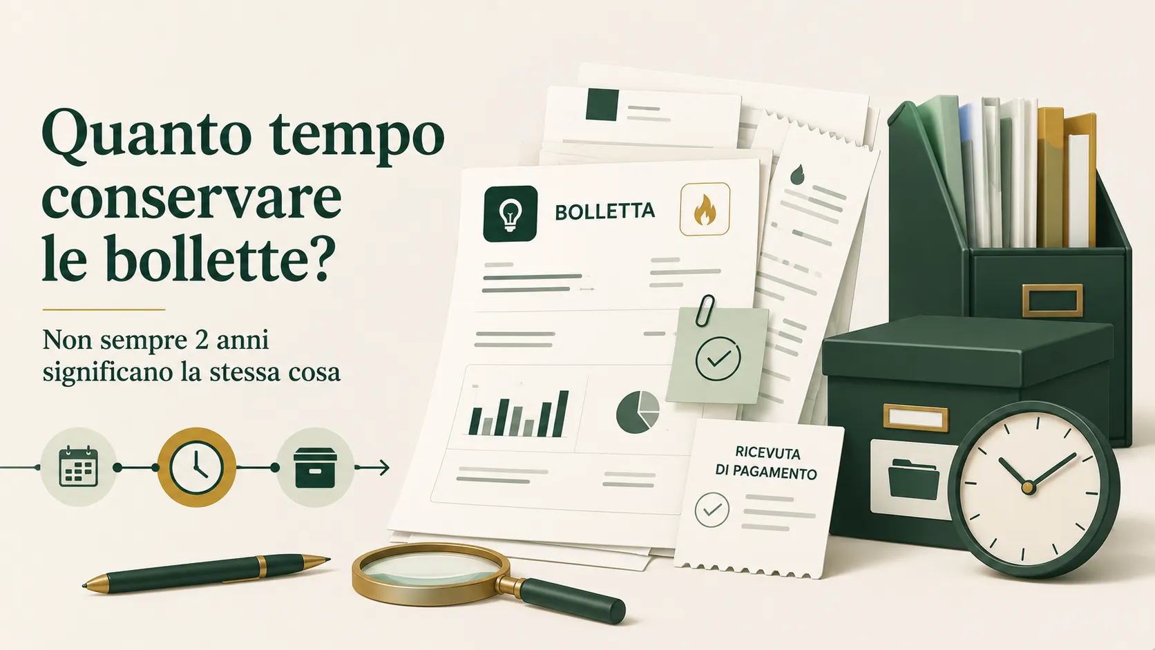 Bollette luce e gas: per quanto tempo conviene conservarle?